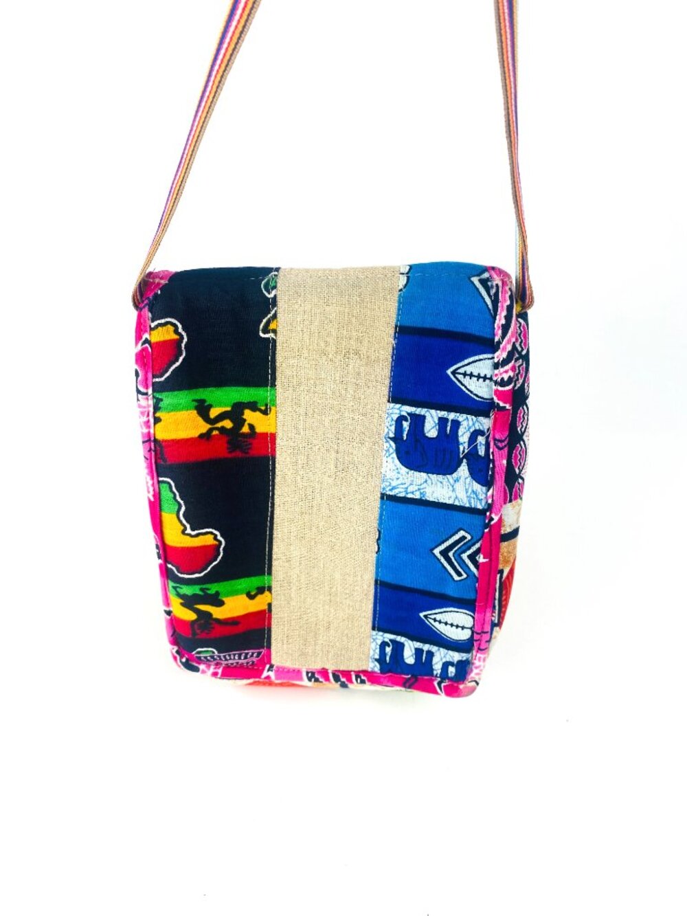 Handmade African Safari Print Patchwork Crossbody - Picture 8 of 11